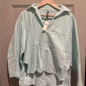 Anthropologie- COLLARED PATCH POCKET UTILITY POPOVER TOP